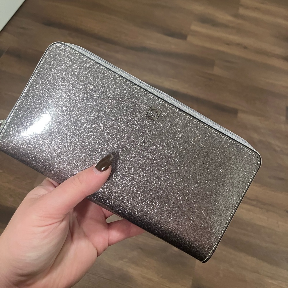 Kate Spade Silver Glitter Wallet NWOT